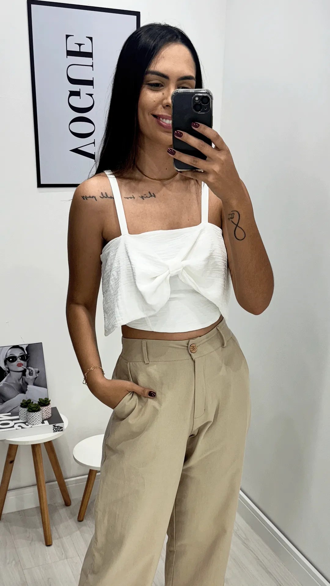 Cropped laço, Verde, feito com tecido Crepe duna, disponível na DuoAnge Store em Umuarama