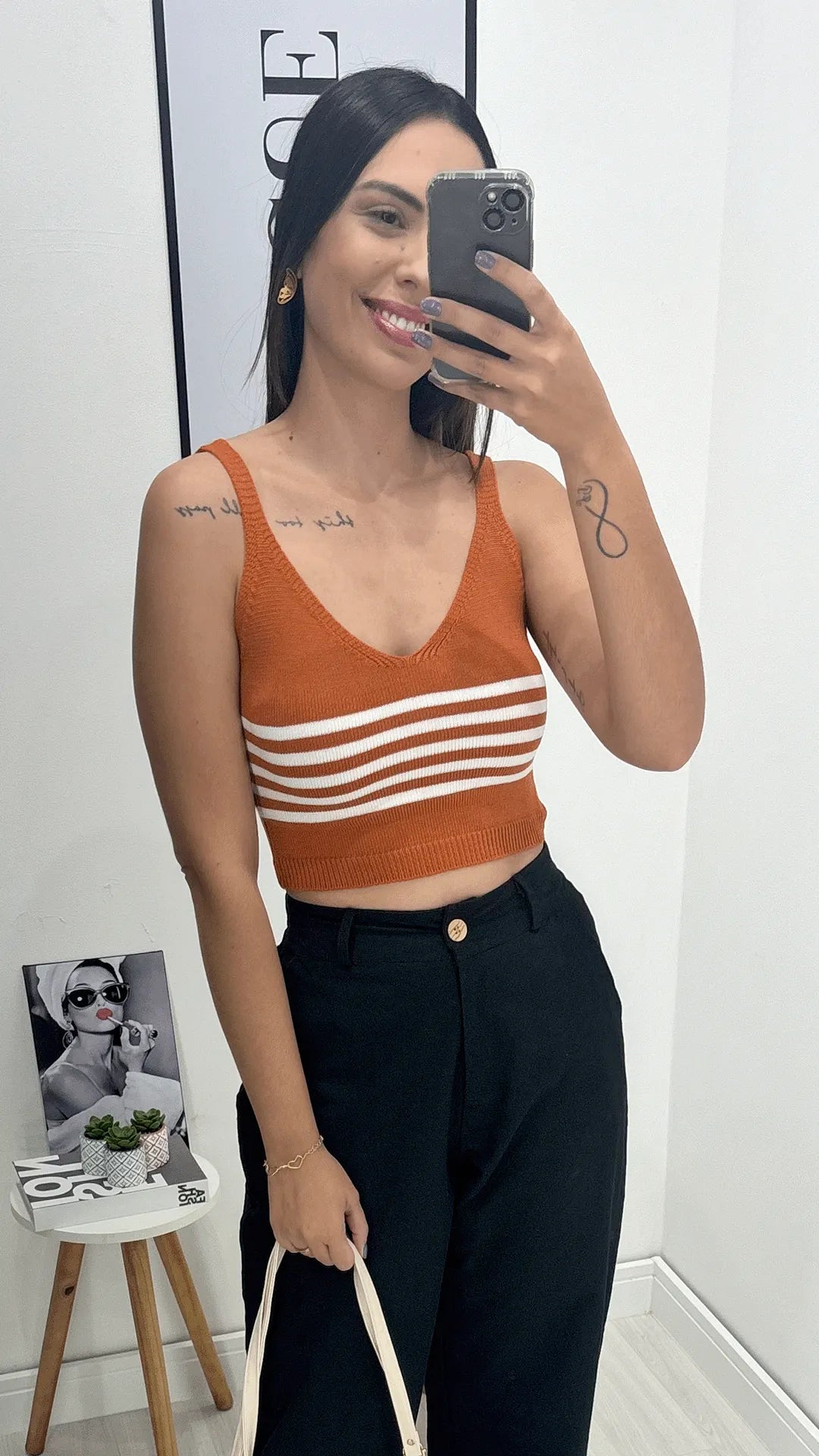 Cropped modal alcinha, Marrom, feito com tecido Modal, disponível na DuoAnge Store em Umuarama