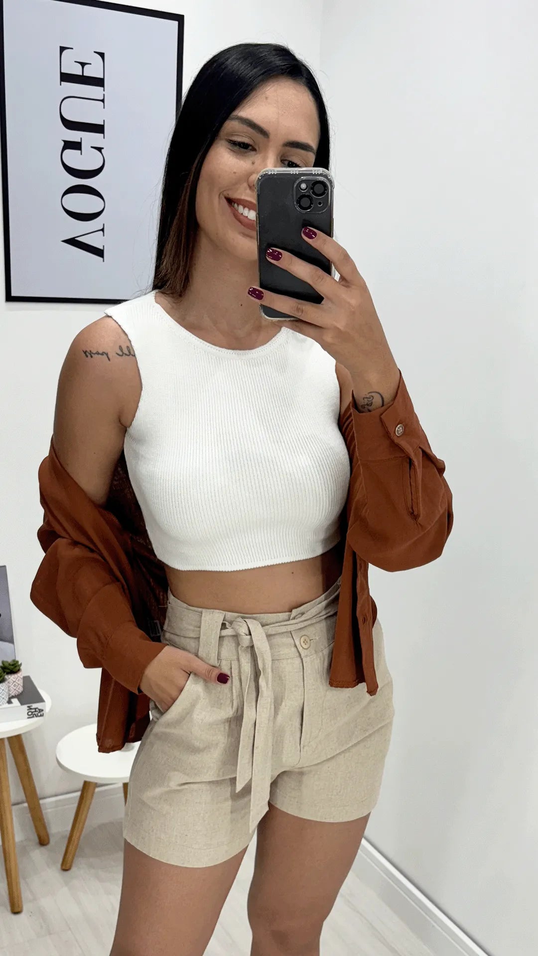 Cropped modal regata, Branco, feito com tecido Modal, disponível na DuoAnge Store em Umuarama